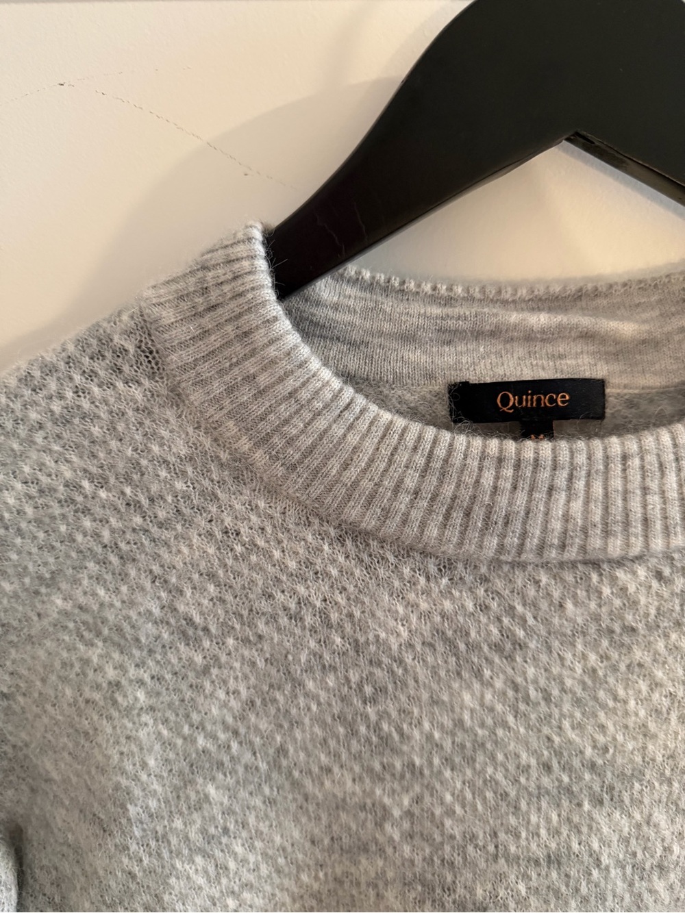 Quince Gray Crewneck Sweater with Logo Tag